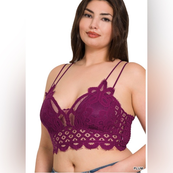 ZENANA CROCHET LACE BRALETTE WITH BRA PADS - Picture 2 of 2